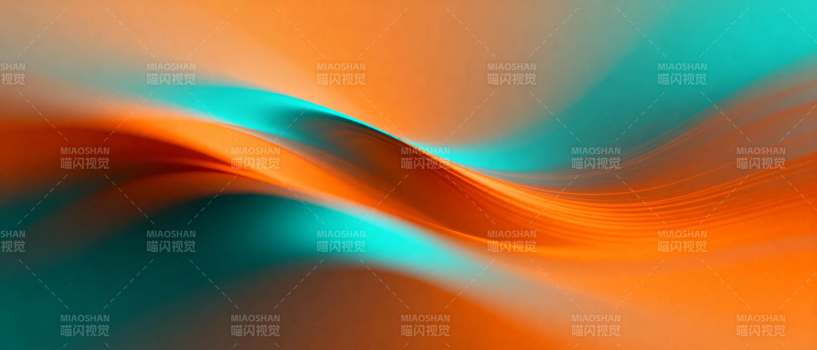 橙蓝交织的波浪图片