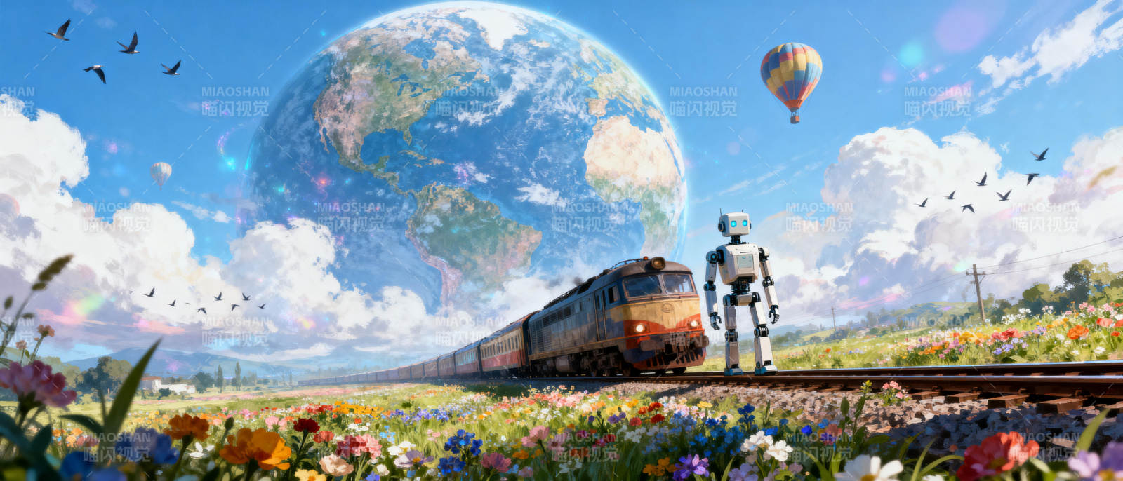 地球列车与机器人图片
