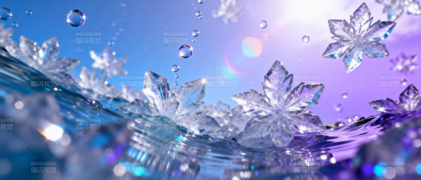 晶莹雪花水滴图片