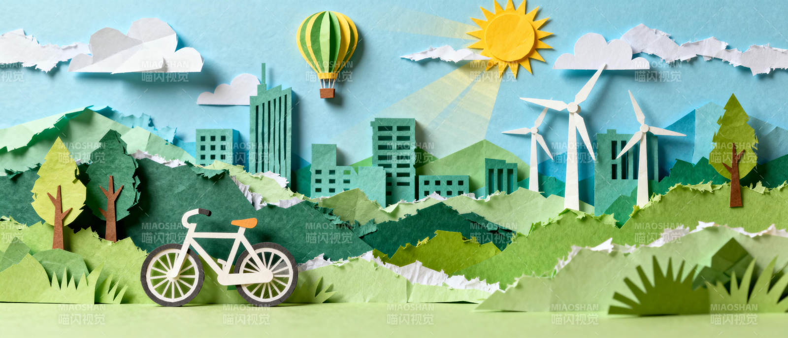 绿色城市骑行图图片