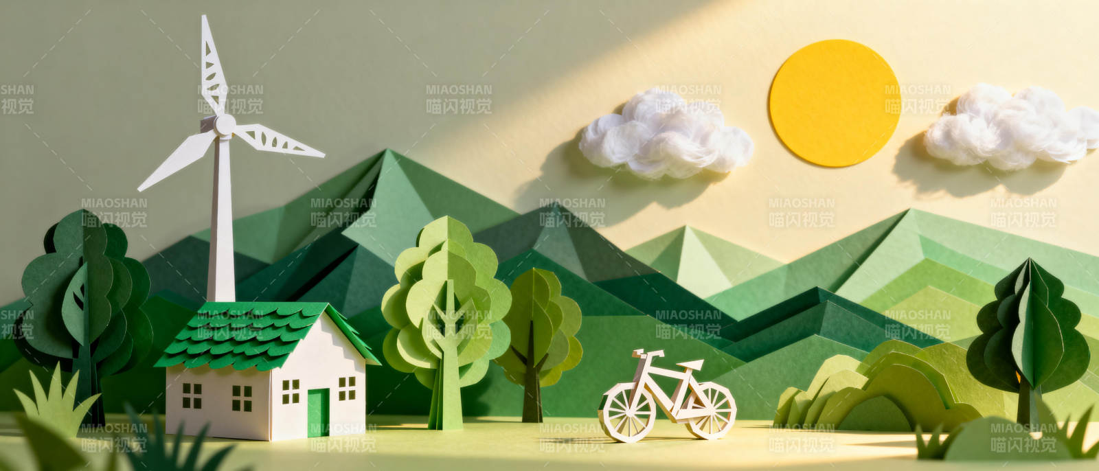 绿色家园 风车相伴图片