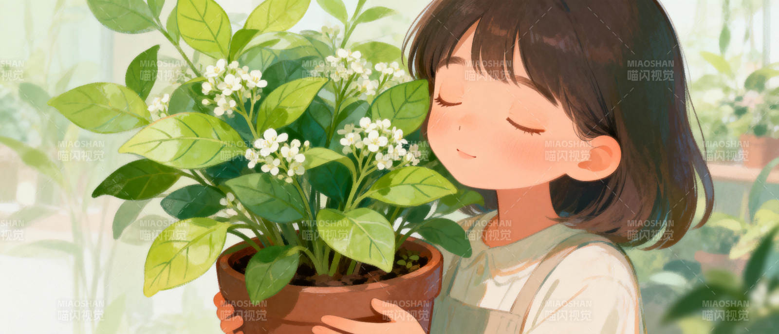 女孩与花香图片