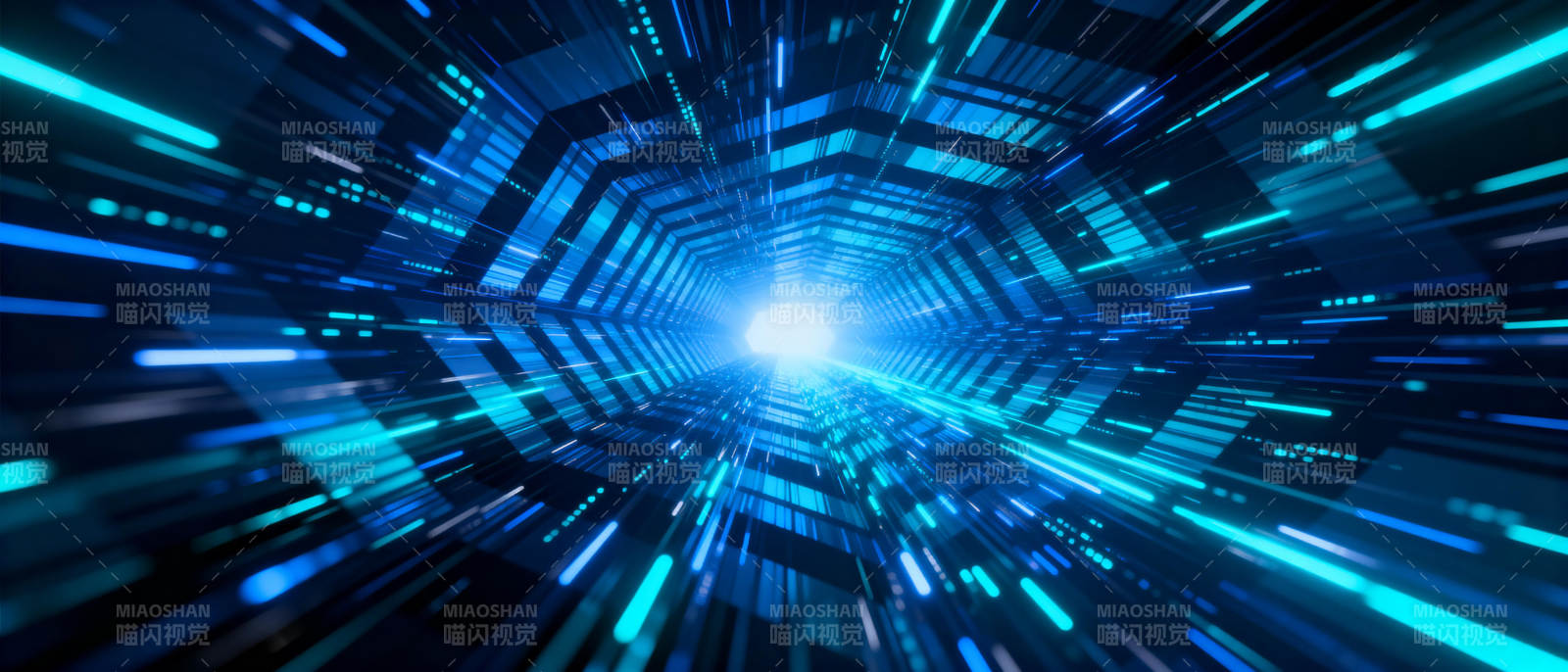 蓝色科技隧道图片