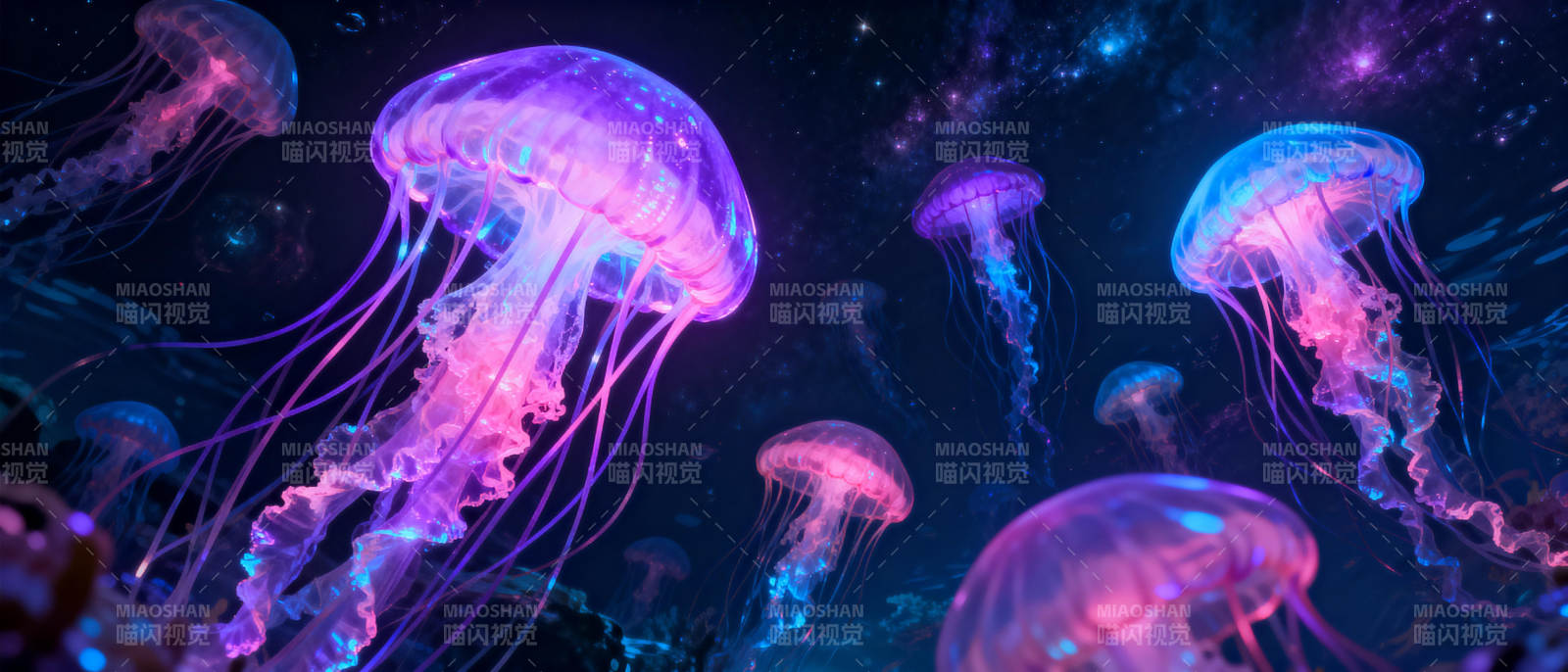 梦幻水母夜光舞图片