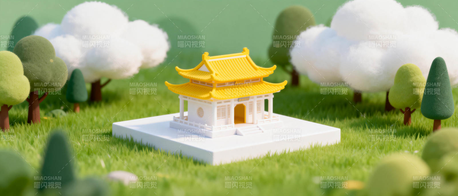 黄顶白亭绿野中图片