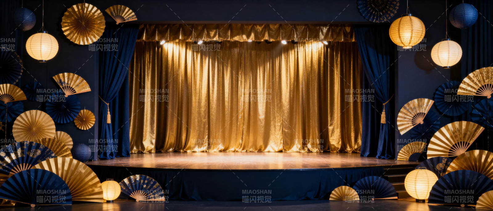 金色帷幕舞台图片