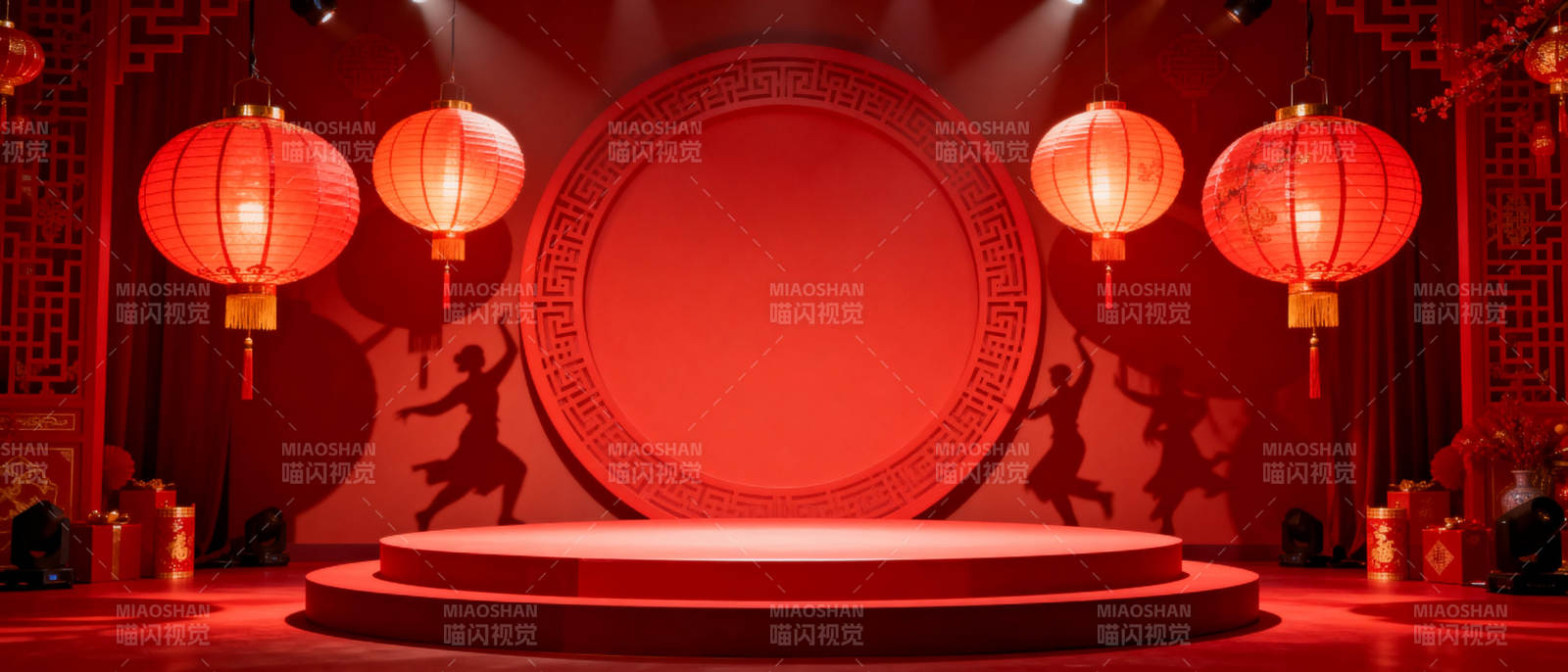 红灯映舞影图片