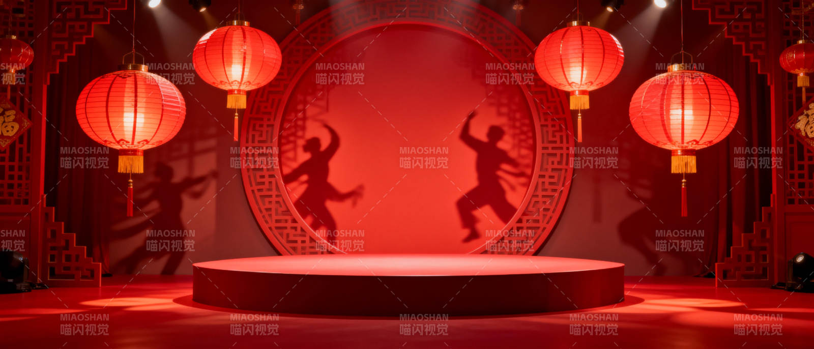 红灯映舞影图片