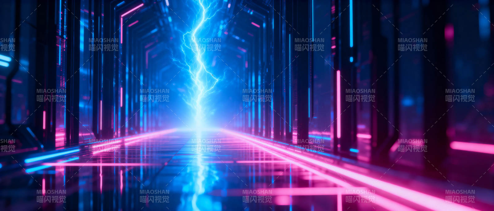霓虹闪电隧道图片