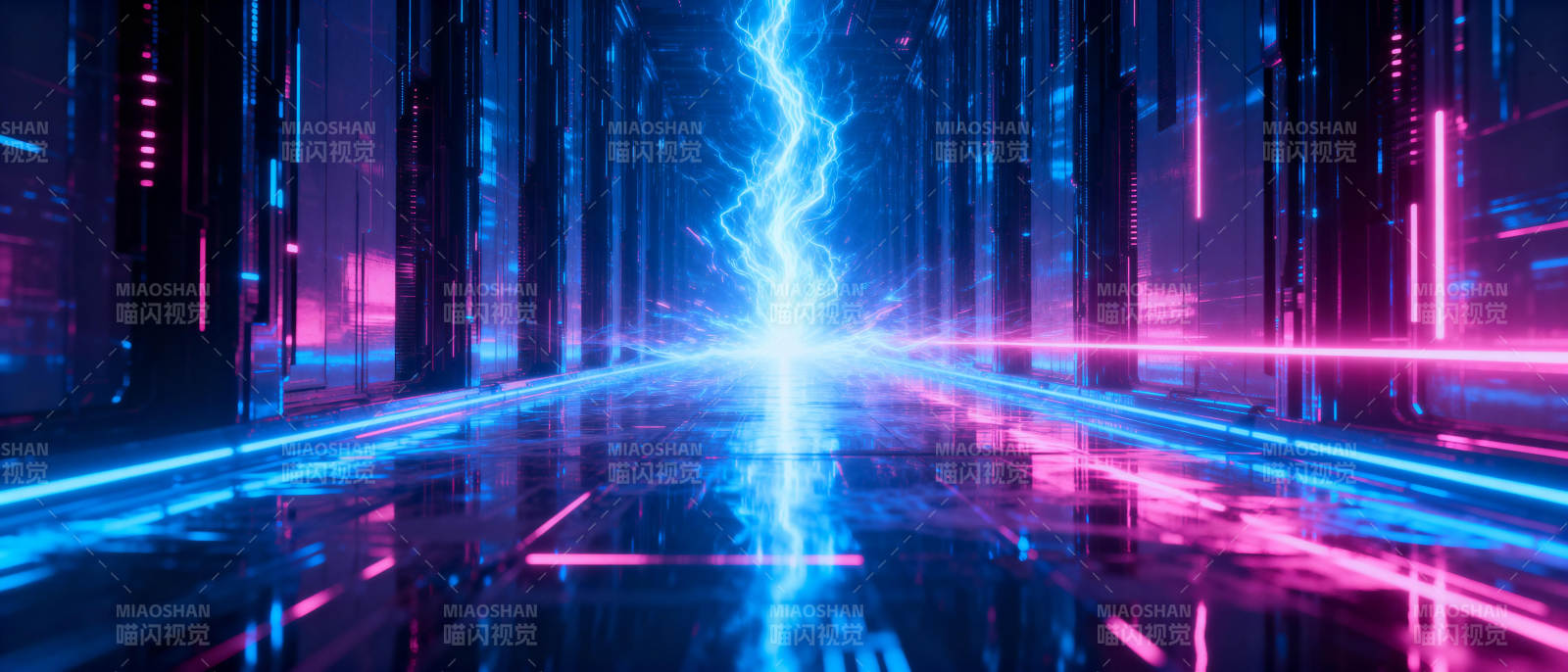 霓虹电光隧道图片