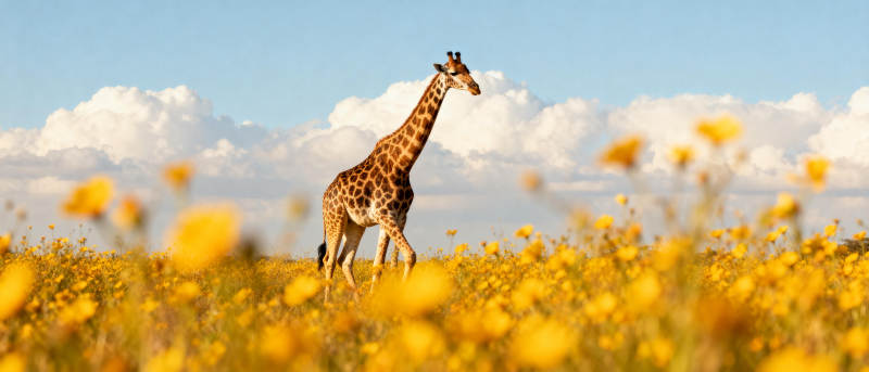 长颈鹿踏花行图片