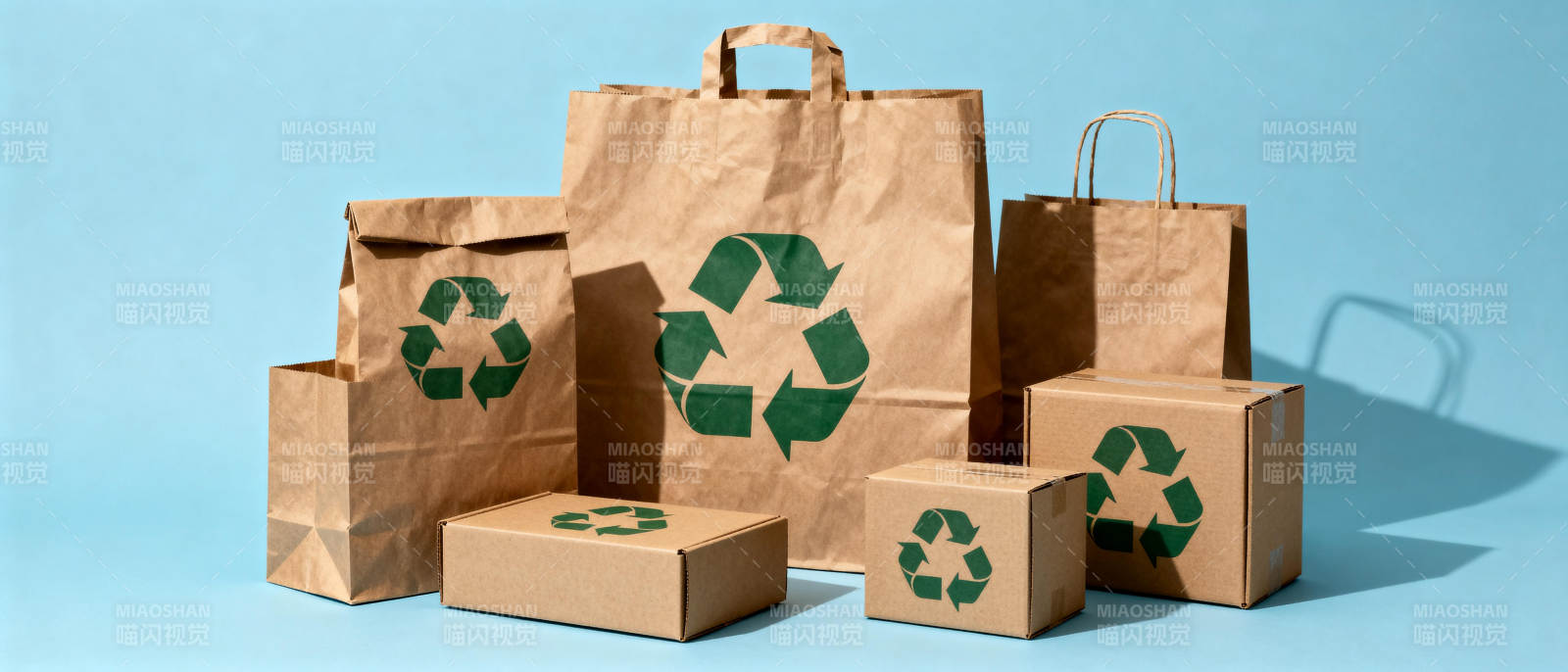 环保纸袋回收标志图片