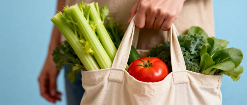 新鲜蔬菜购物袋图片