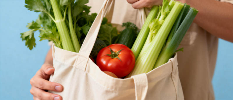 新鲜蔬菜购物袋图片