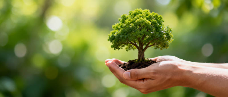 手捧绿树 守护自然图片