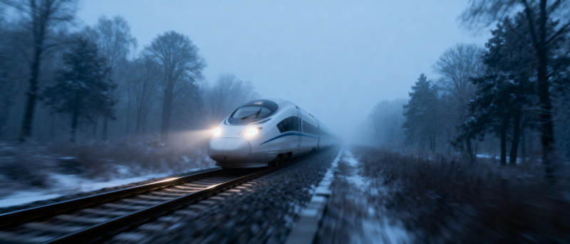 雾中疾驰的高铁图片
