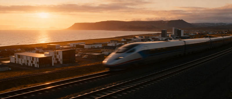 高铁飞驰日落时图片