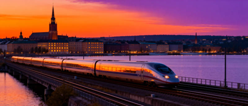 黄昏列车掠影图片