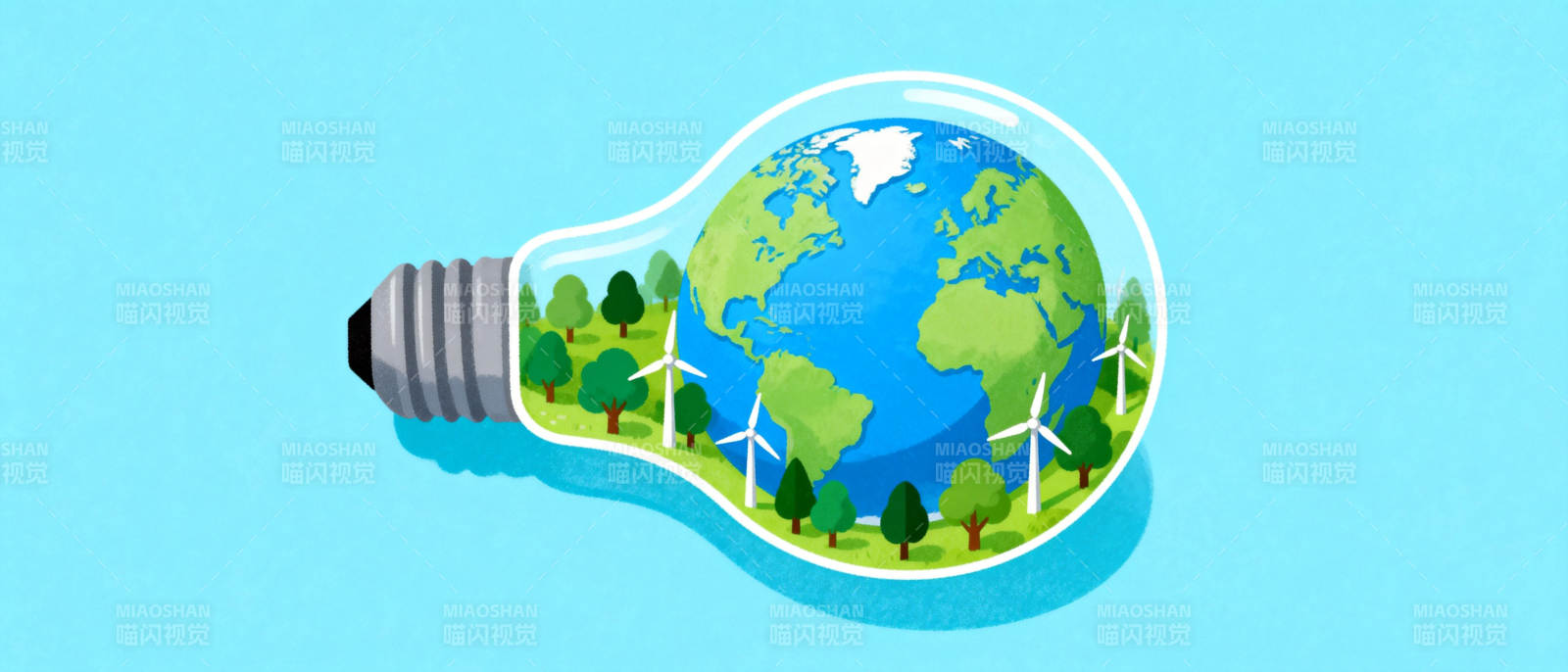绿色能源地球灯图片