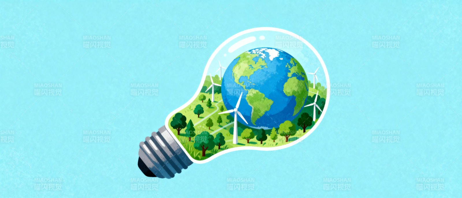 绿色能源地球灯图片
