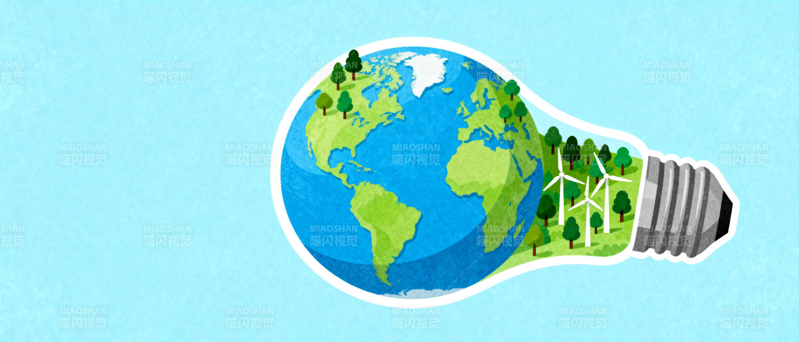 绿色地球灯泡图片