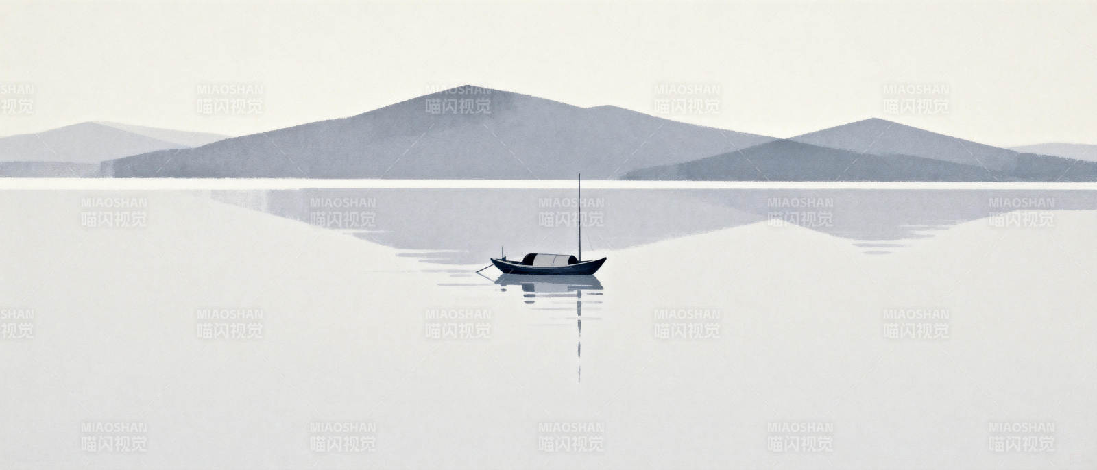 湖上孤舟静影图片