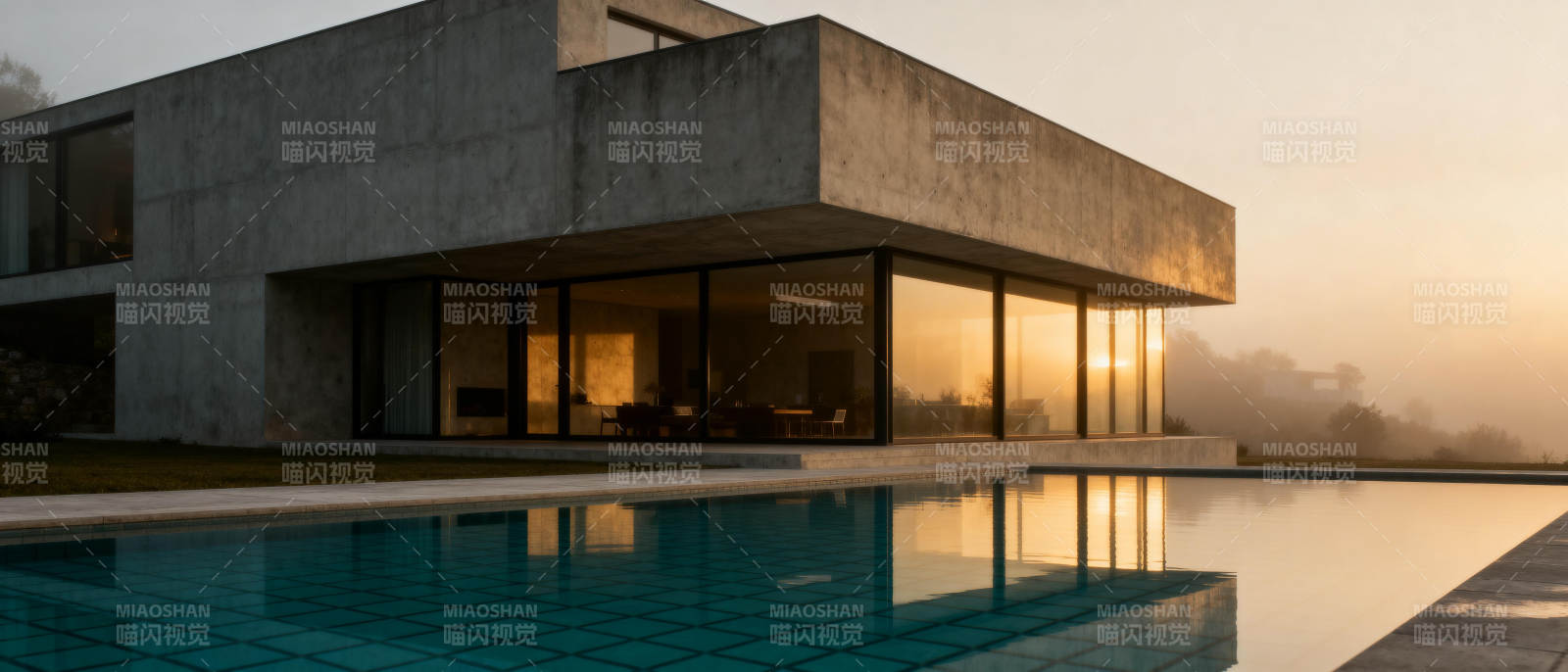 现代建筑与泳池图片