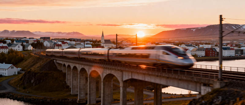 夕阳下的高速列车图片