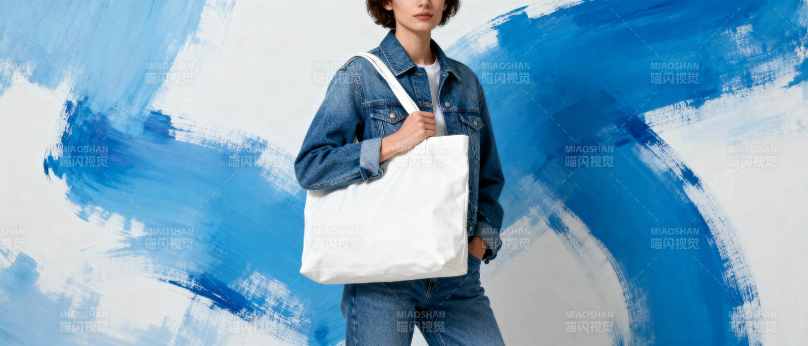 蓝白时尚穿搭图片