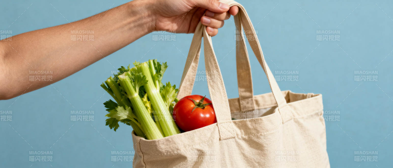 环保购物袋装满蔬菜图片