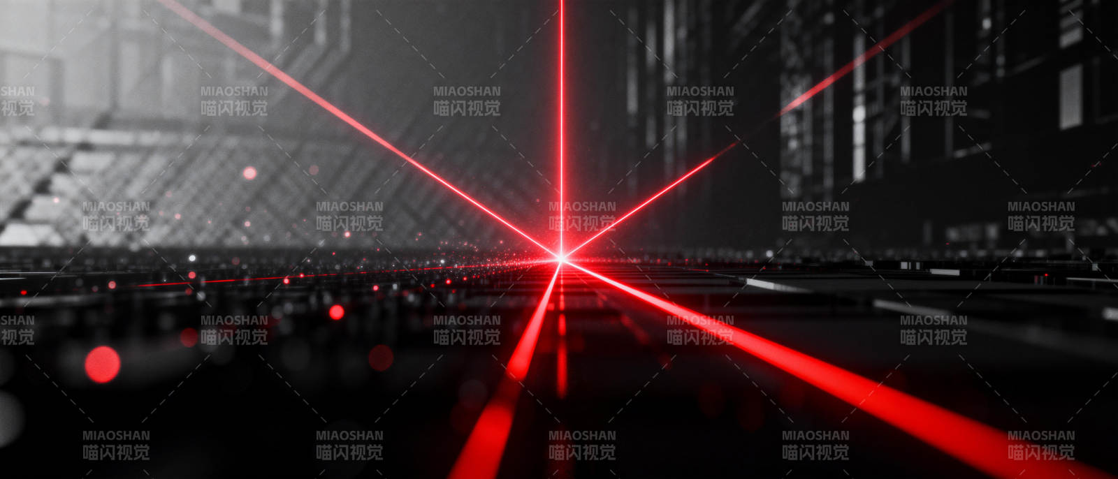 红光交错的未来都市图片