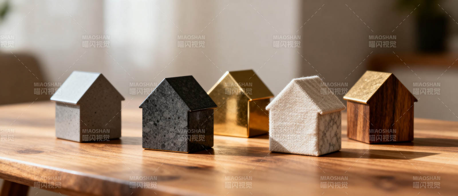 五彩小屋静置于木桌图片