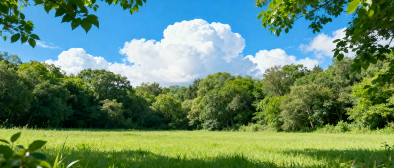 绿野蓝天 树影婆娑图片
