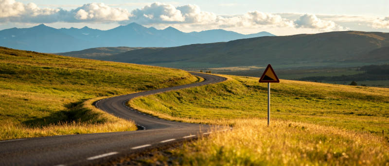 草原公路蜿蜒前行图片