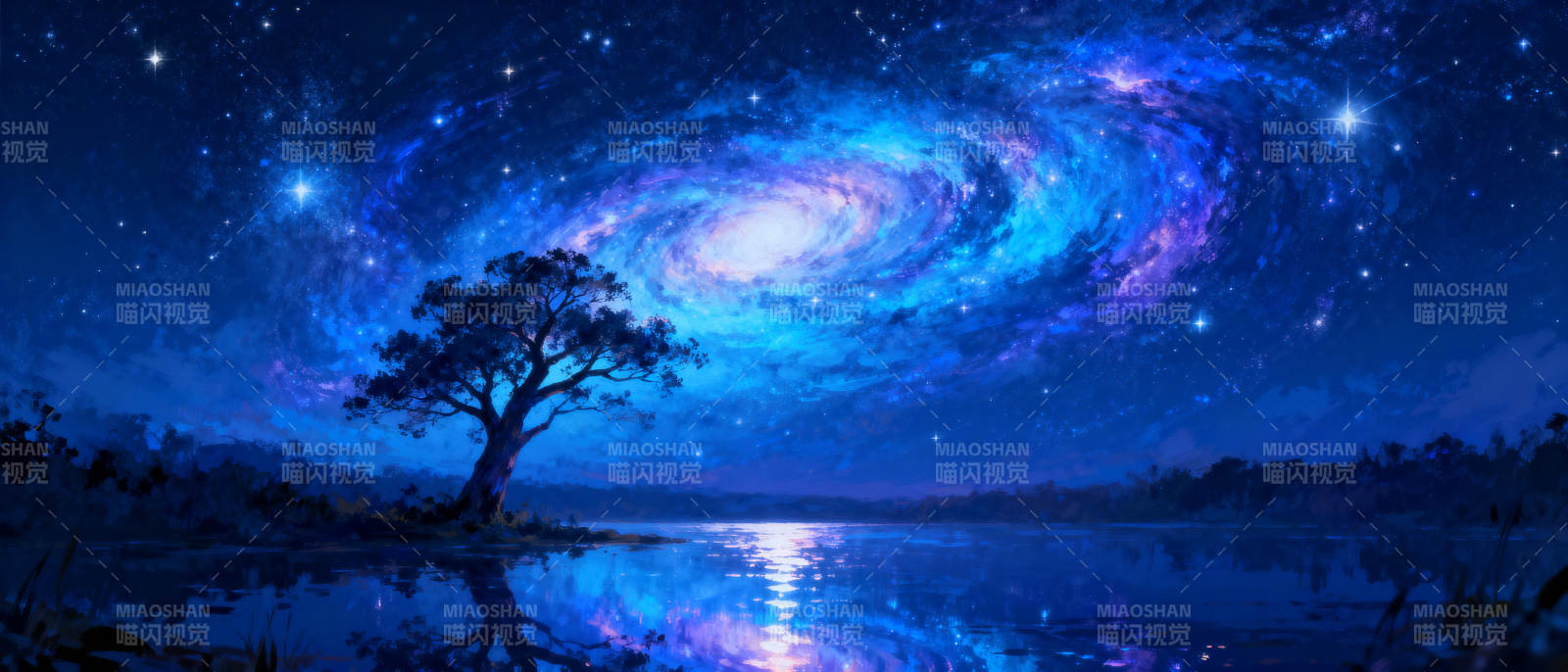 星河映树影图片