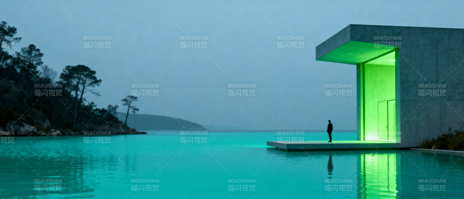 湖畔绿光建筑图片