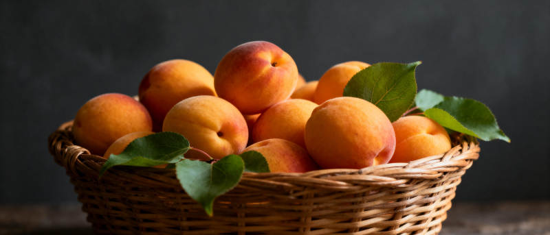 篮中新鲜杏子图片