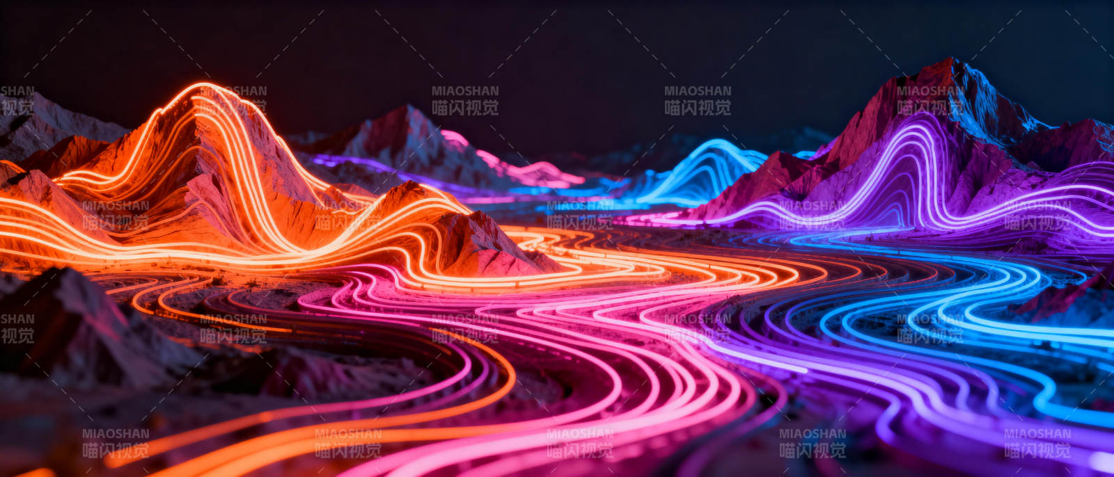 霓虹山河夜景图片