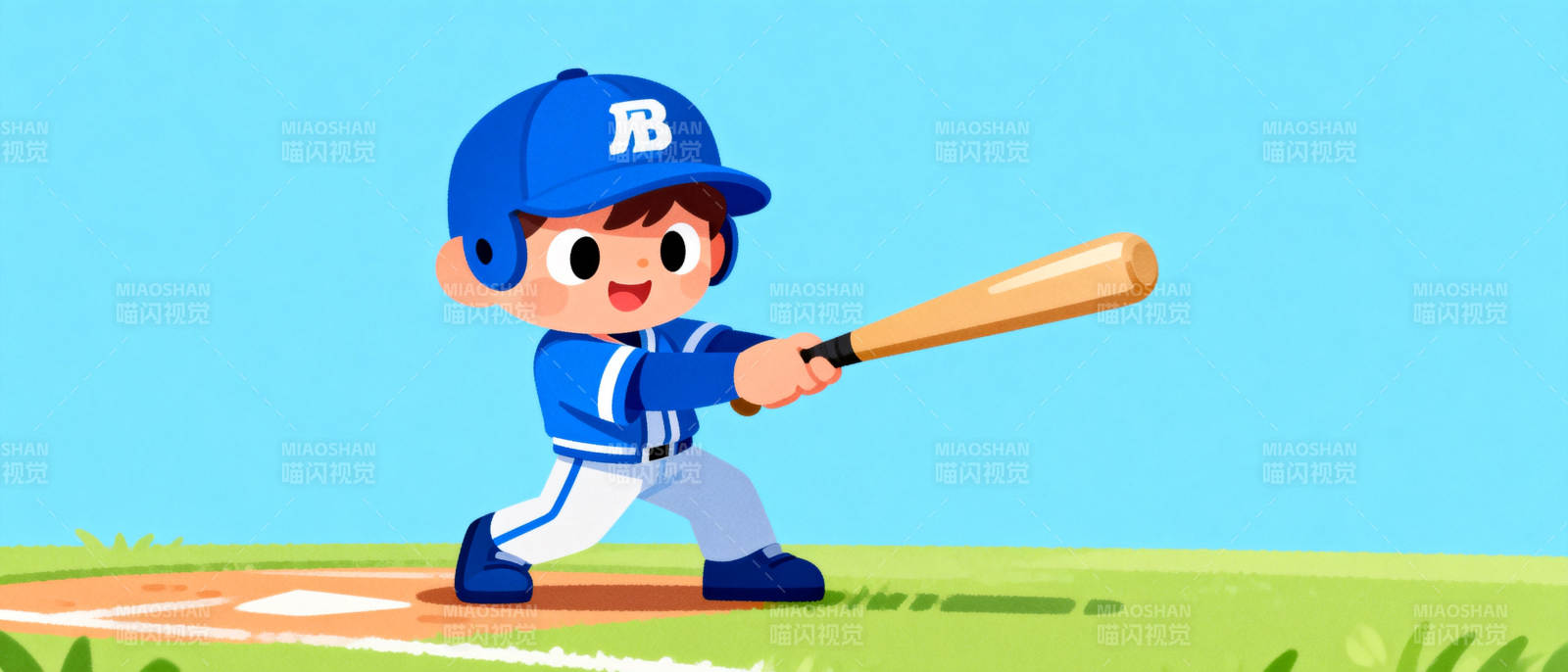 棒球小将挥棒击球图片