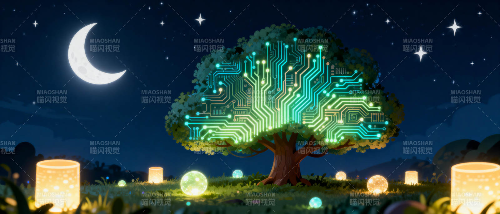 科技之树夜景图片