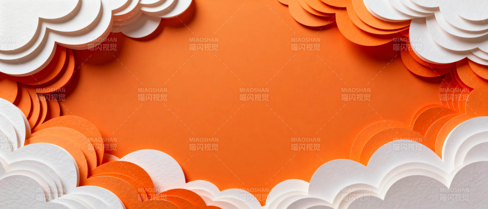 橙色云朵边框图片