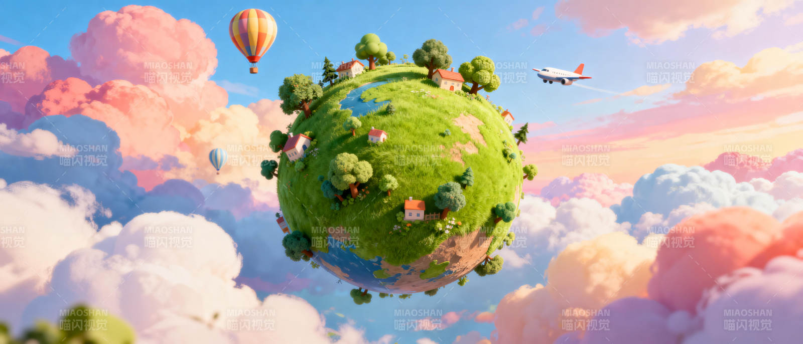 漂浮的绿色星球图片