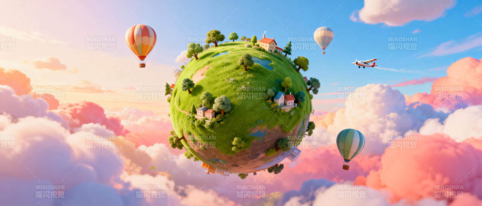 漂浮的绿色星球图片