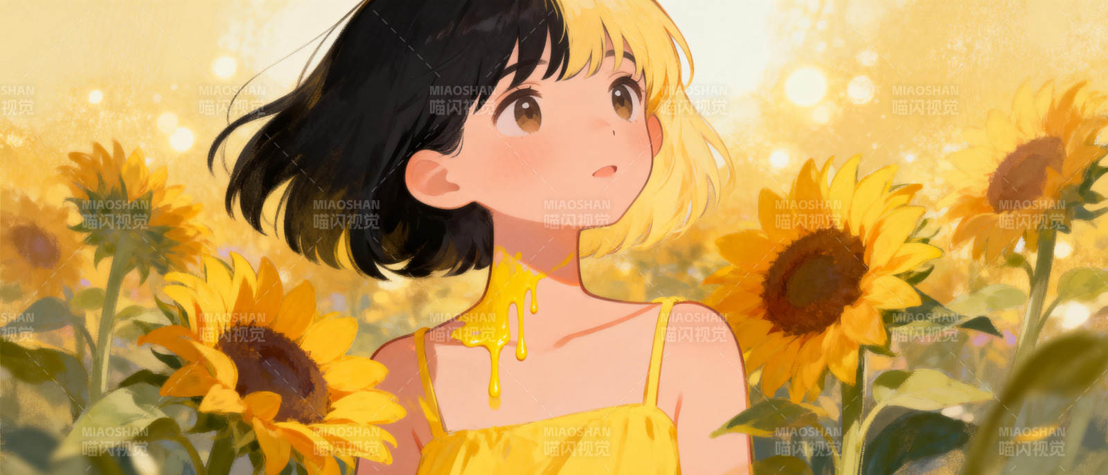 向日葵下的少女图片