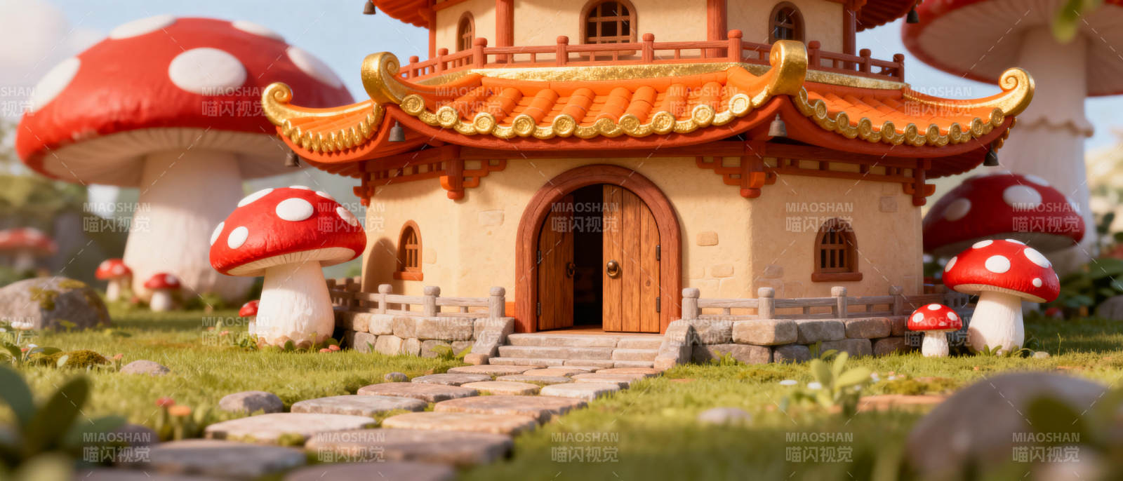 童话小屋与蘑菇图片