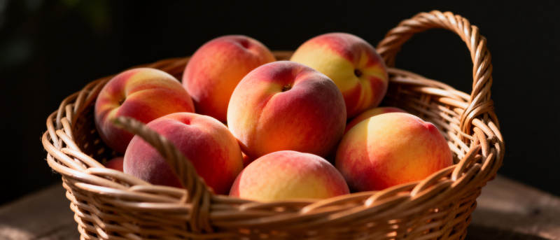 篮中鲜桃图片