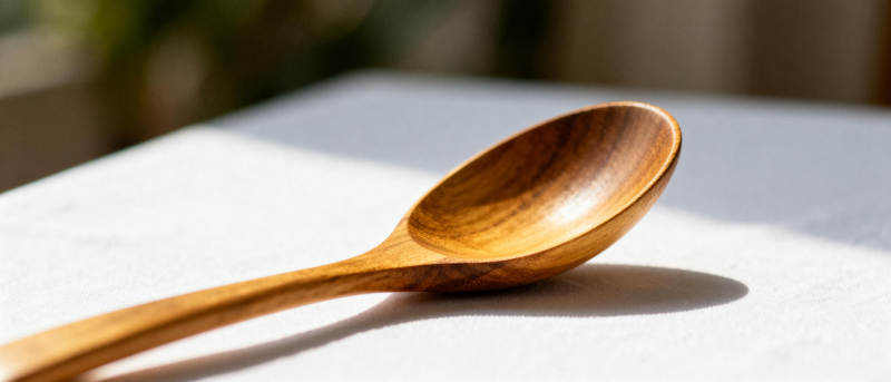 木勺静置桌面图片