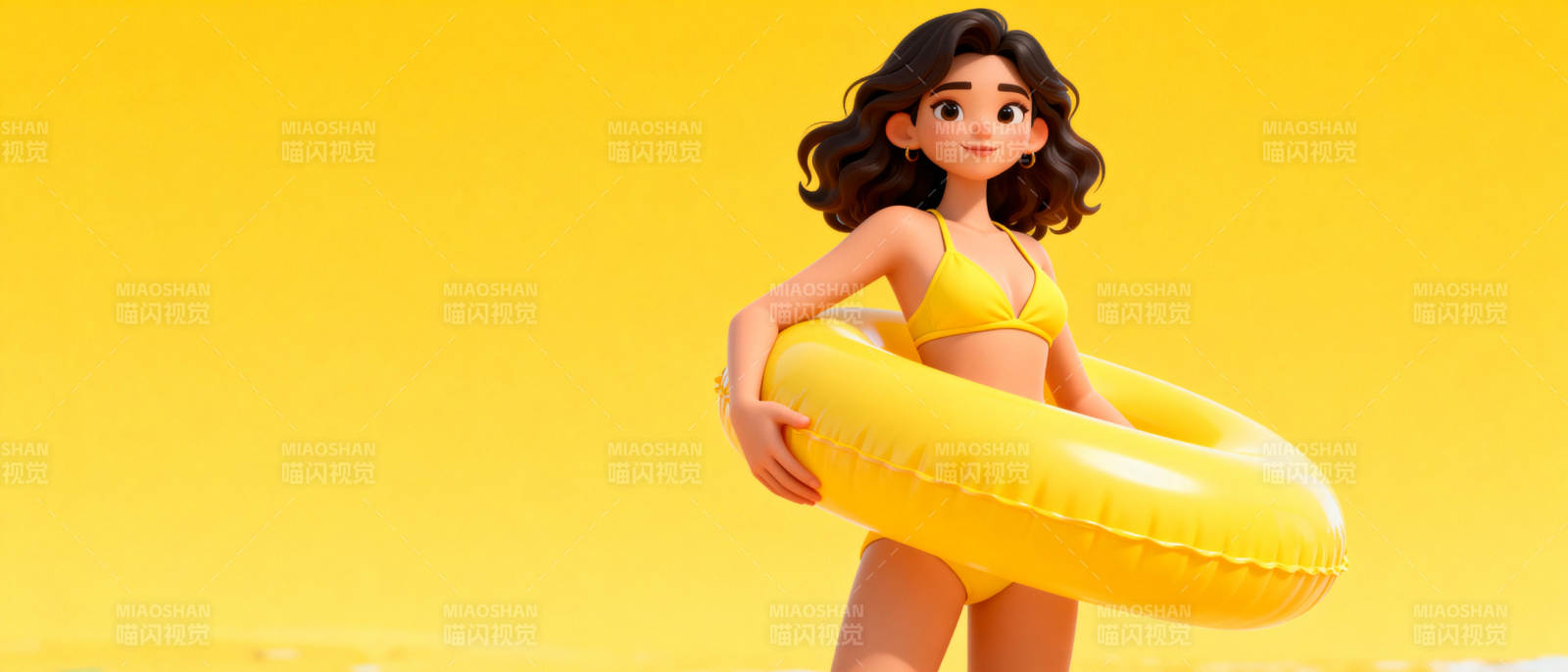 夏日泳圈女孩图片