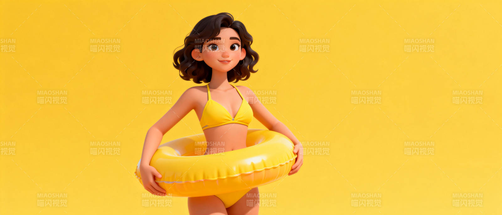 夏日泳圈女孩图片