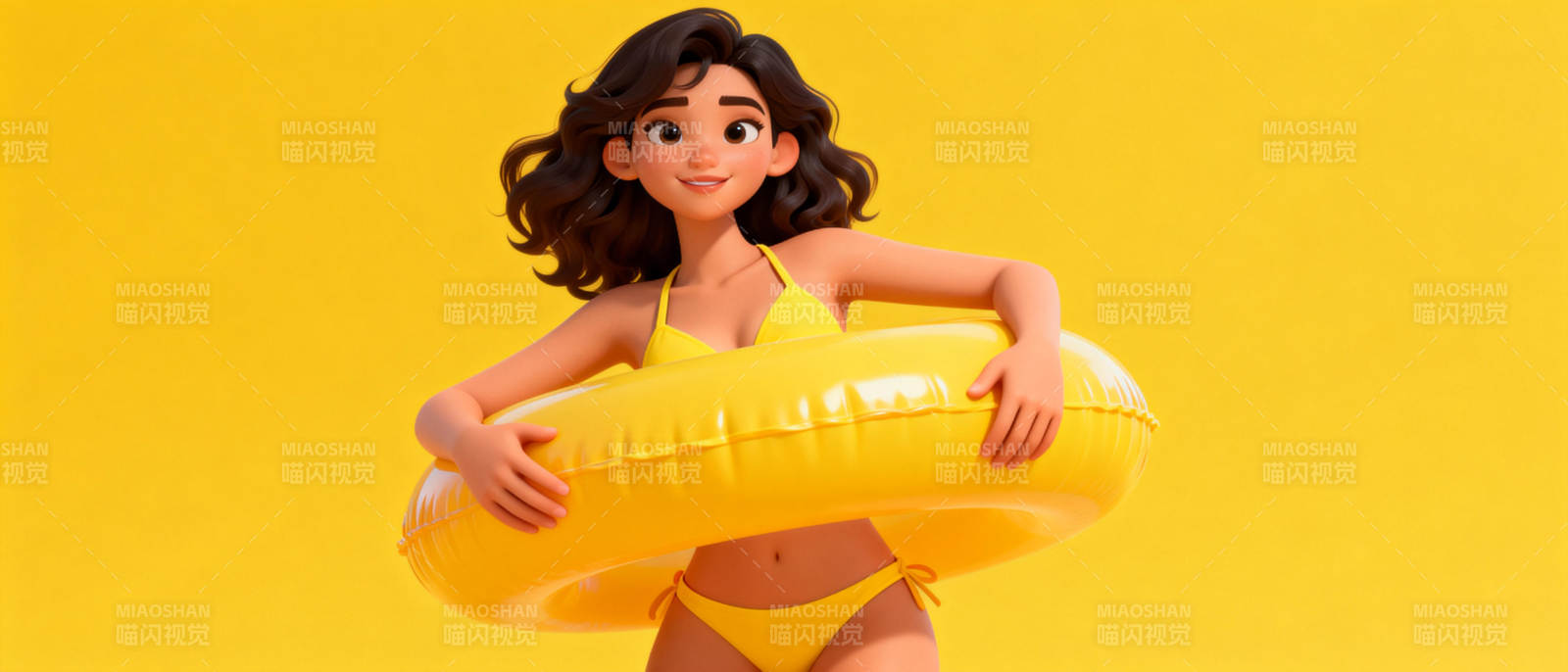 夏日泳圈女孩图片